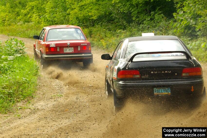 Gabe Jacobsohn / Zach Pfeil BMW 325e and Kristian Rue / Mark Rue Subaru Impreza 2.5RS on SS1, Steamboat I.