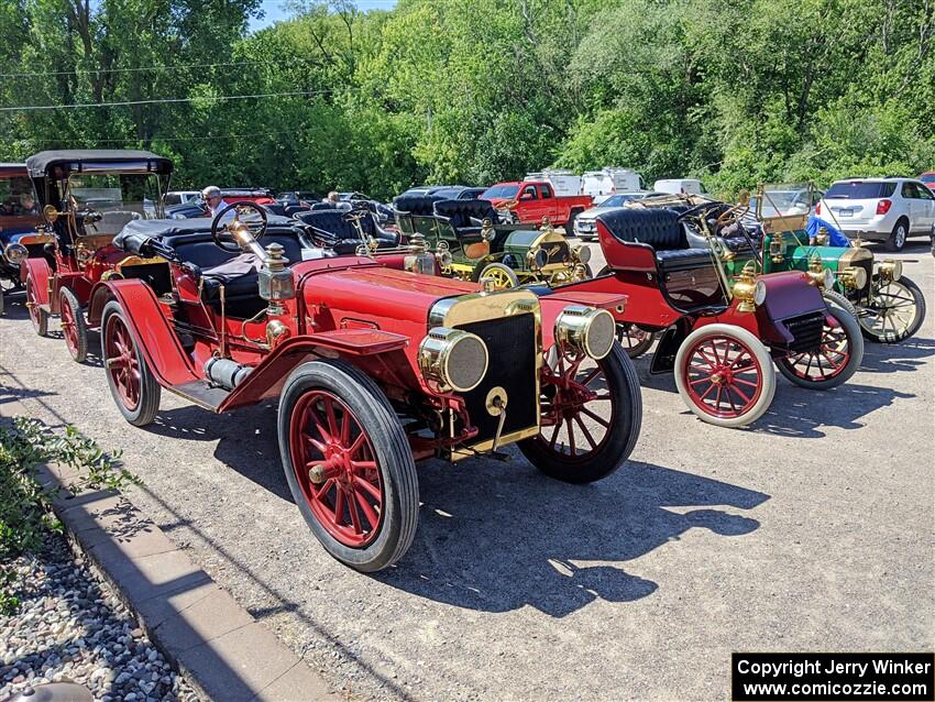 L to R) Rob Heyen's 1907 Ford Model K, Tim Wiggins' 1904 Ford and Westley Peterson's 1911 Maxwell