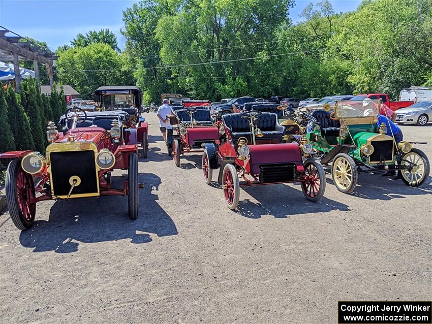 L to R) Rob Heyen's 1907 Ford Model K, Tim Wiggins' 1904 Ford and Westley Peterson's 1911 Maxwell