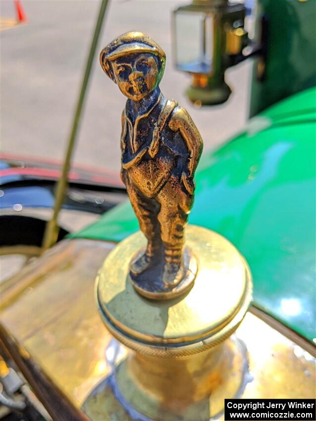 Hood ornament on Westley Peterson's 1911 Maxwell.