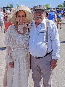 Participants in period attire.