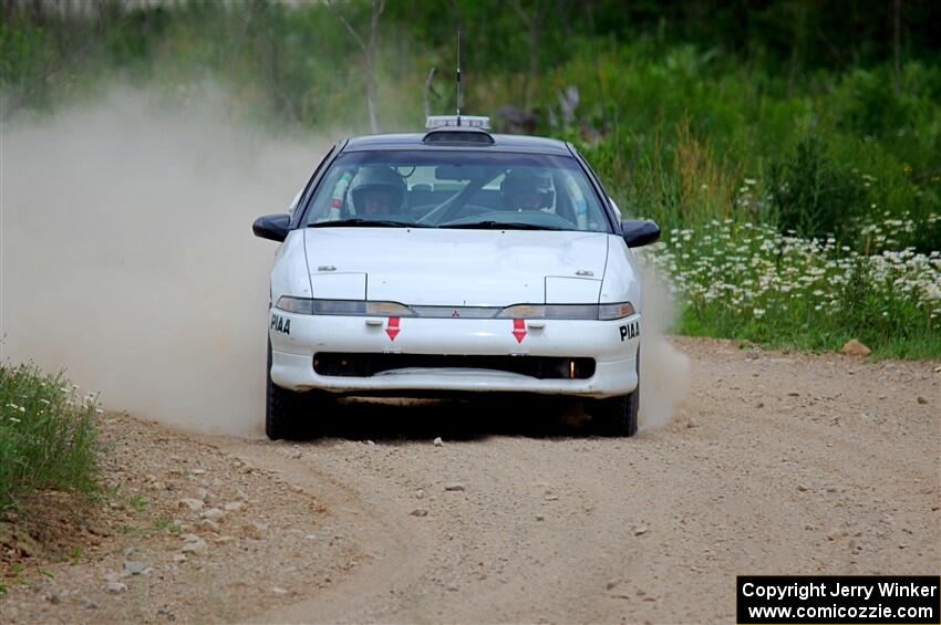 The '0' car, a Mitshibishi Eclipse GSX, does a second pass through SS1, J5 North.