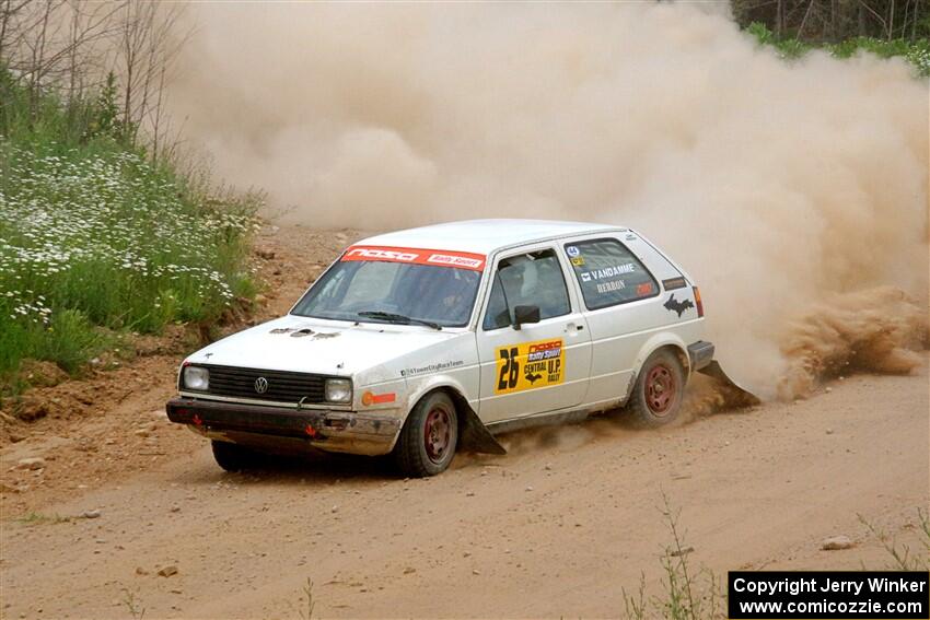 Adam VanDamme / Andrew Herron VW Golf on SS1, J5 North.