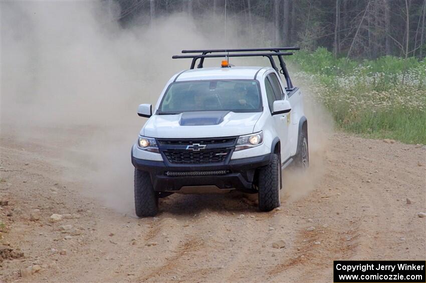 A Chevy Colorado ZR2 Pickup sweep vehicle comes through SS1, J5 North.