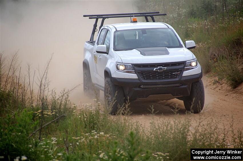 A Chevy Colorado ZR2 Pickup sweep vehicle comes through SS4, J5 South.