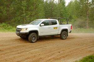 A Chevy Colorado ZR2 Pickup sweep vehicle comes through SS7, Sand Rd.