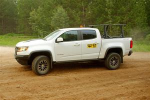 A Chevy Colorado ZR2 Pickup sweep vehicle comes through SS7, Sand Rd.