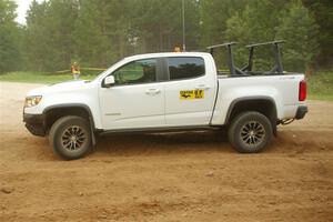 A Chevy Colorado ZR2 Pickup sweep vehicle comes through SS7, Sand Rd.