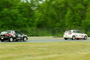 David Daly's STU VW Golf TDI ahead of Tom Daly's STU VW Rabbit