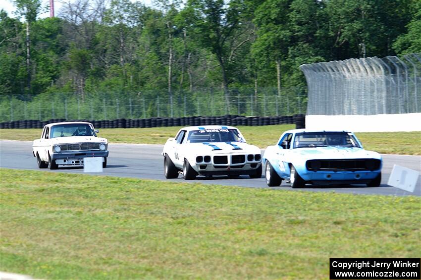 Scott Shadel's Chevy Camaro, Scott Graham's Pontiac Firebird and Damon Bosell's Ford Falcon