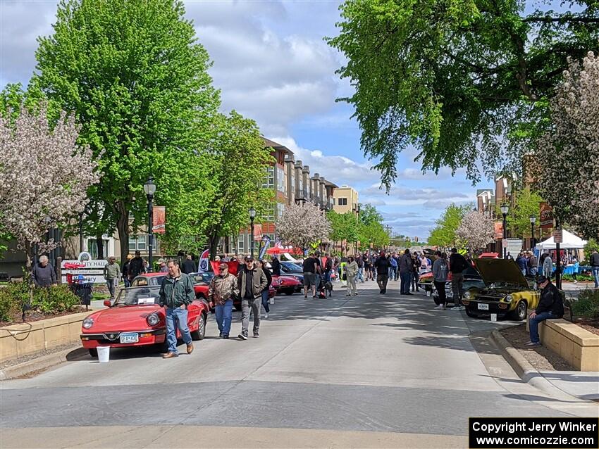 View of the car show heading north on Main St.