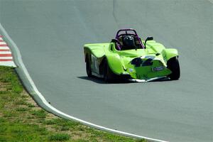 Robert Barton's Spec Racer Ford 3 drives along with heavy damage.