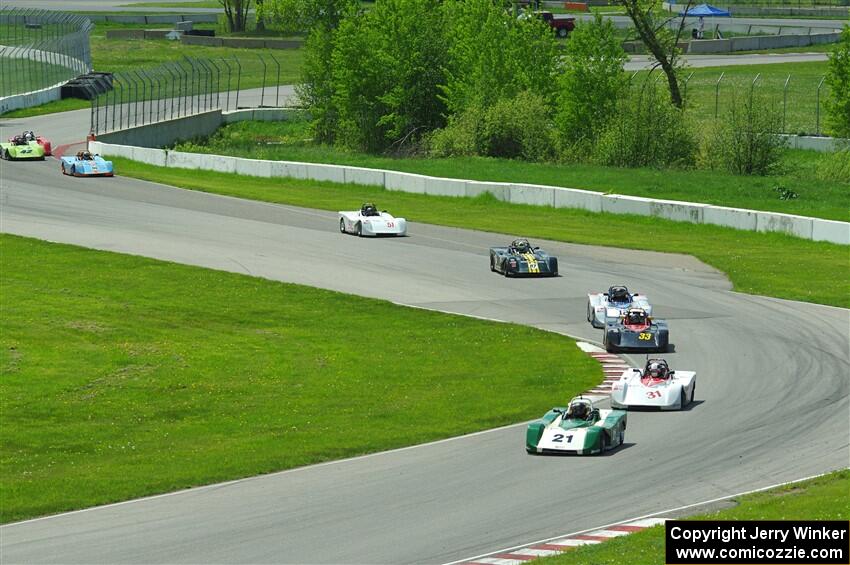 The second half of the Spec Racer Ford 3 field comes through turns 10 and 11.