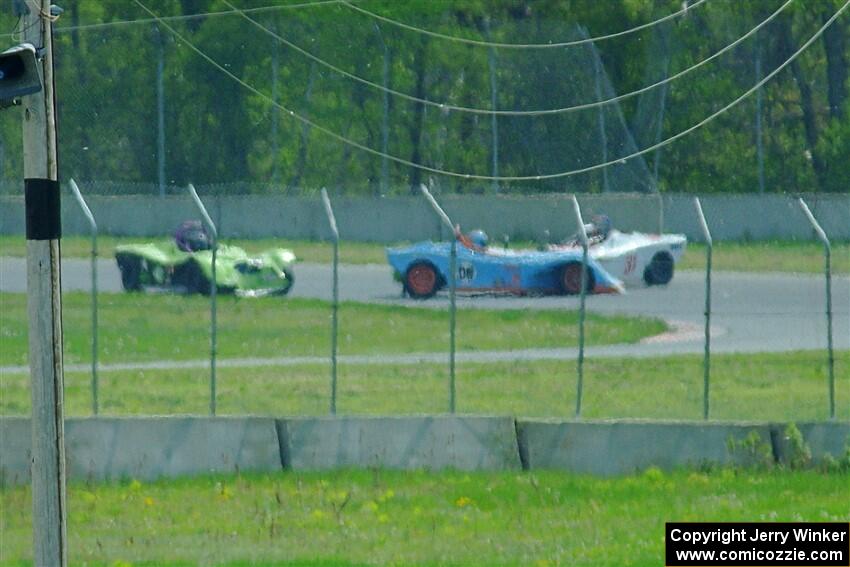 Andrea King's, Sean Yahn's and Robert Barton's Spec Racer Ford 3s tangle in turn 3 bringing out the red flag.