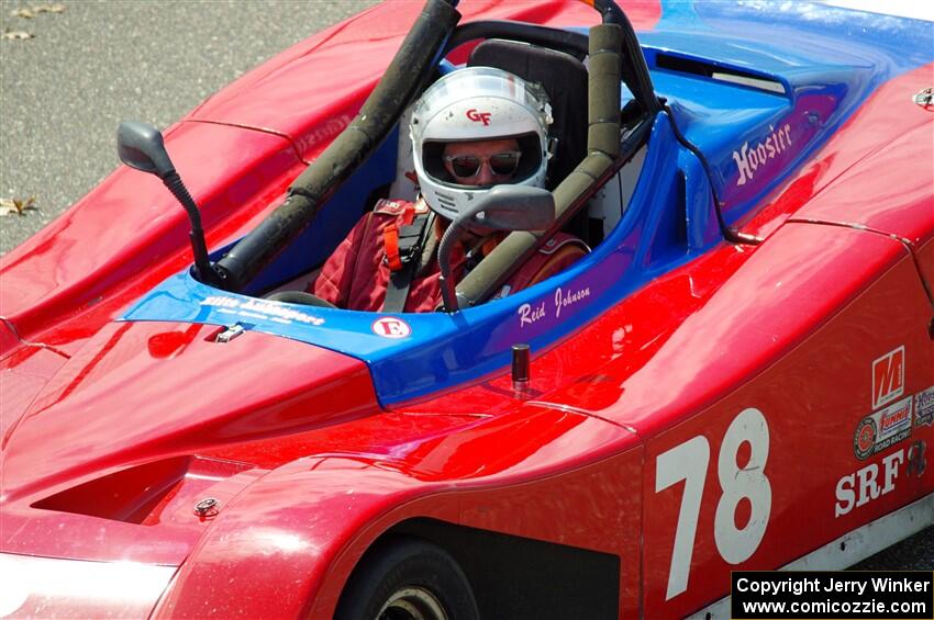 Reid Johnson's Spec Racer Ford 3 in pit lane.