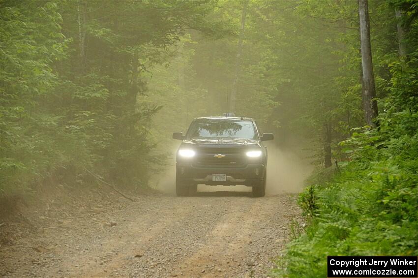 A Chevy Silverado ZR1 Pickup sweeps SS7, Sand Rd. Long.