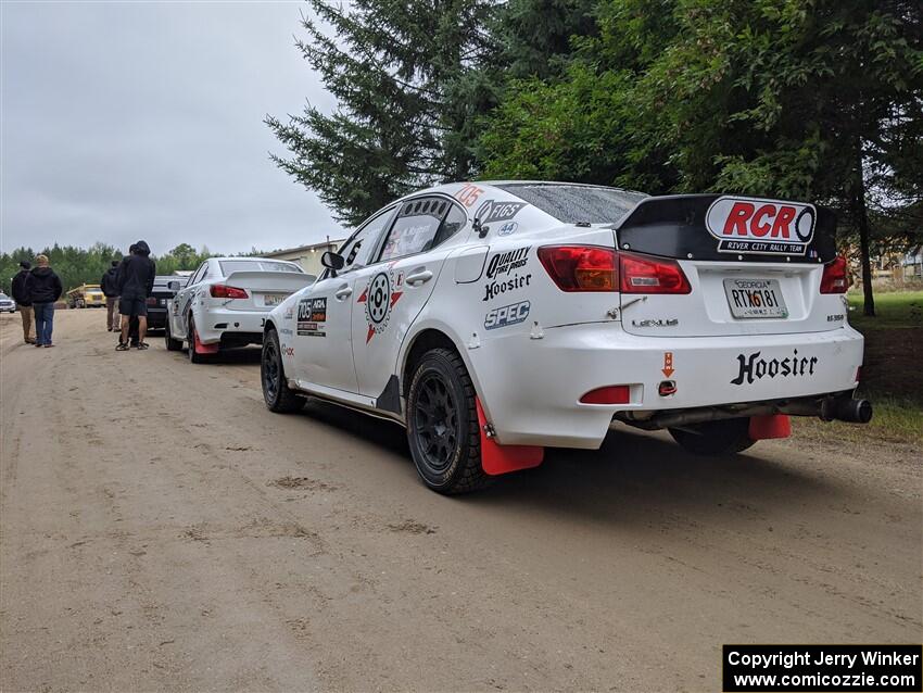 Nigel Maidment / Dylan Whittaker Lexus IS350 and Nathan Odle / Elliot Odle Lexus IS250 in the line for tech inspection.