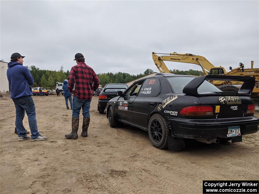 Jacob Kohler / Keith Paulsrud Subaru Impreza in the line for tech inspection.