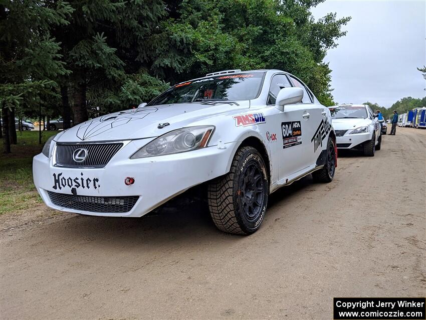 Nathan Odle / Elliot Odle Lexus IS250 and Nigel Maidment / Dylan Whittaker Lexus IS350 in the line for tech inspection.