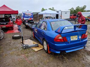 Dmitri Kishkarev / Keegan Helwig Mitsubishi Lancer Evo IV before the event.