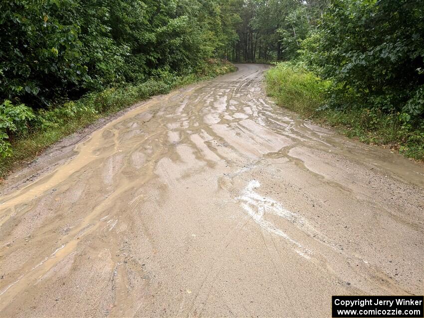 Rains came down heavy about two hours prior to the start of SS1, Steamboat I.