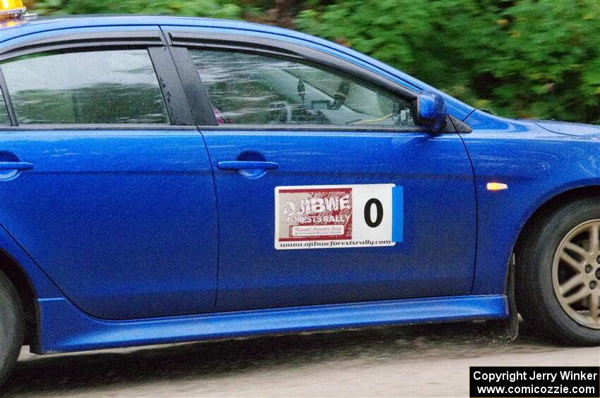 The '0' car, a Mitshibishi Lancer GTS, on SS1, Steamboat I.