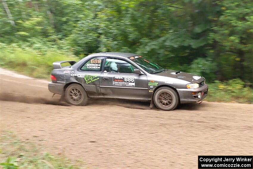 Jordan Locher / Tom Addison Subaru Impreza 2.5RS on SS1, Steamboat I.