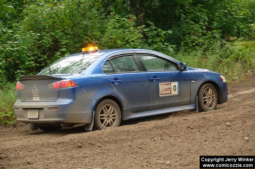 The '0' car, a Mitshibishi Lancer GTS, on SS5, Steamboat II.