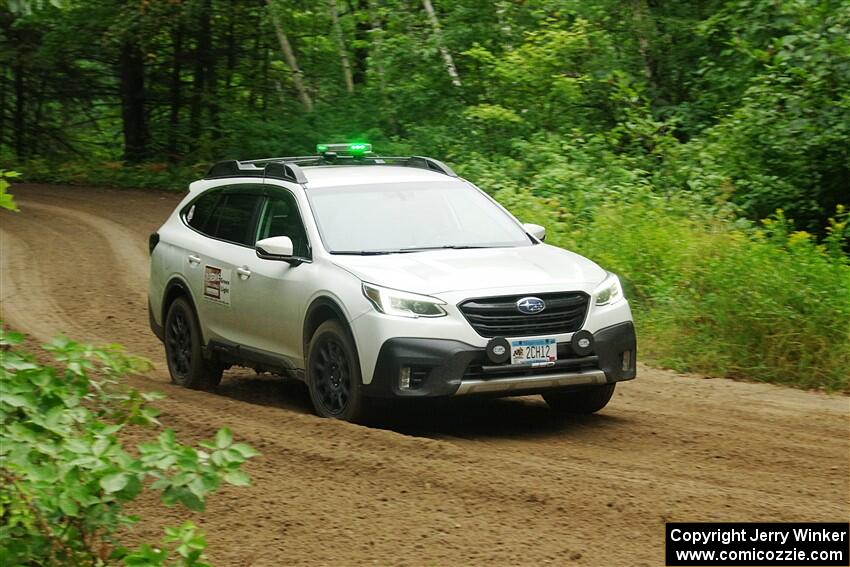 A Subaru Outback sweeps SS5, Steamboat II.