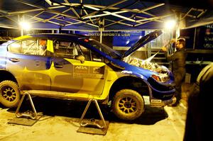 Travis Pastrana / Rhianon Gelsomino Subaru WRX STi is cleaned after day one on the stages.