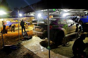 Travis Pastrana / Rhianon Gelsomino and Ken Block / Alex Gelsomino Subaru WRX STis after day one on the stages.