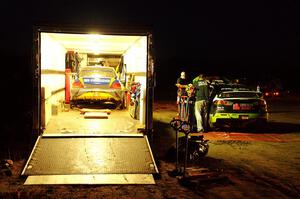 Gary Donoghue / Stephen Joyce Mitsubishi Lancer Evo IX and Eamon Fallon / Ozgur Simsek Mitsubishi Lancer Evo X after day one.