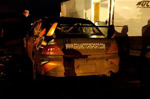 Kyle Tilley / Tim Whitteridge Mitsubishi Lancer Evo VIII after day one on the stages.