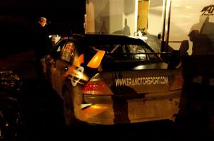 Kyle Tilley / Tim Whitteridge Mitsubishi Lancer Evo VIII after day one on the stages.