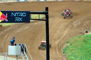 Jack Letourneau's Polaris RZR, Jason Luburgh's Polaris RZR and Catie Munnings' Can-Am Maverick X3