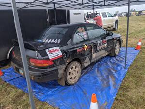 Kristian Rue / Mark Rue Subaru Impreza 2.5RS prior to the start of day two's stages.