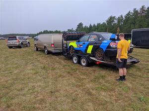 Colin Gleason / Quinn Trumbower Subaru Impreza 2.5RS prior to the start of day two's stages.