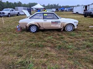 John Hill / Rebecca Ruston Ford Escort Mk II prior to the start of day two's stages.