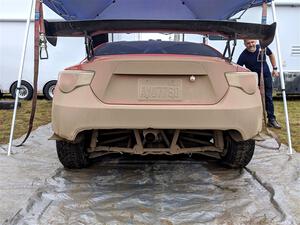 Derik Nelson / Jason Grahn Subaru BRZ prior to the start of day two's stages.