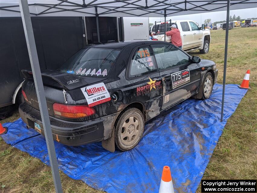 Kristian Rue / Mark Rue Subaru Impreza 2.5RS prior to the start of day two's stages.