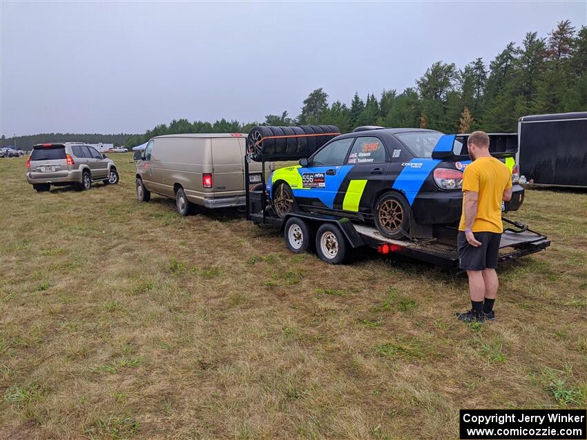 Colin Gleason / Quinn Trumbower Subaru Impreza 2.5RS prior to the start of day two's stages.