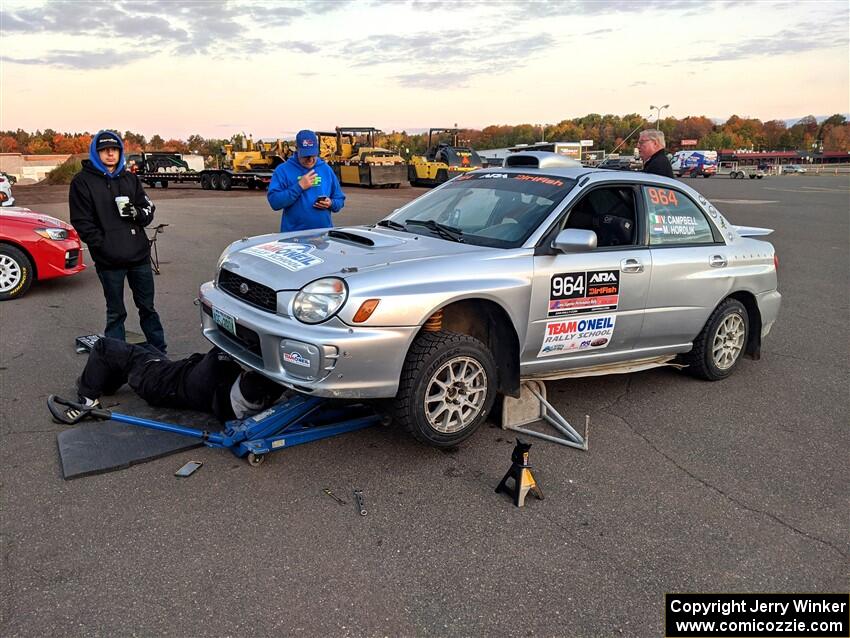 Vivian Campbell / Michael Hordijk Subaru Impreza prior to the start of the event.