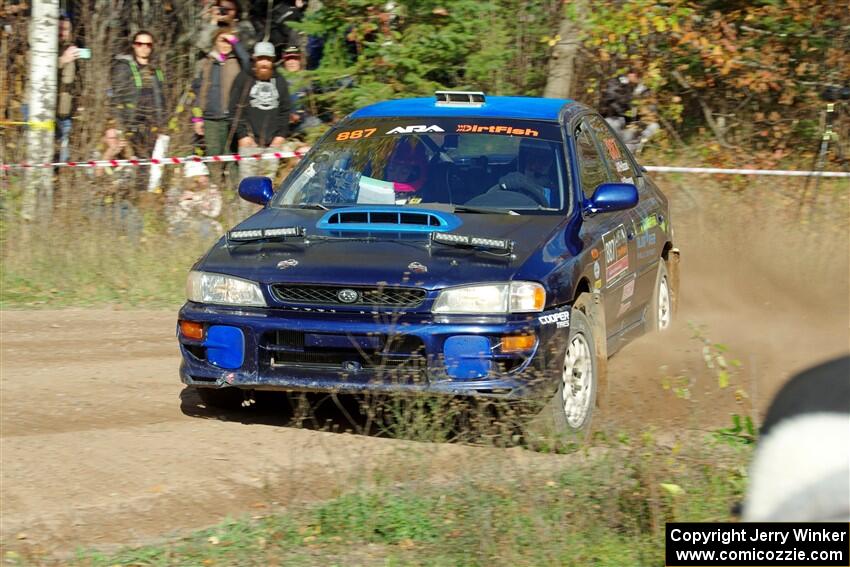 Jimmy Pelizzari / Kate Stevens Subaru Impreza on SS1, Far Point I.