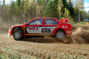 George Plsek / Krista Skucas Mitsubishi Lancer WRC on SS1, Far Point I.