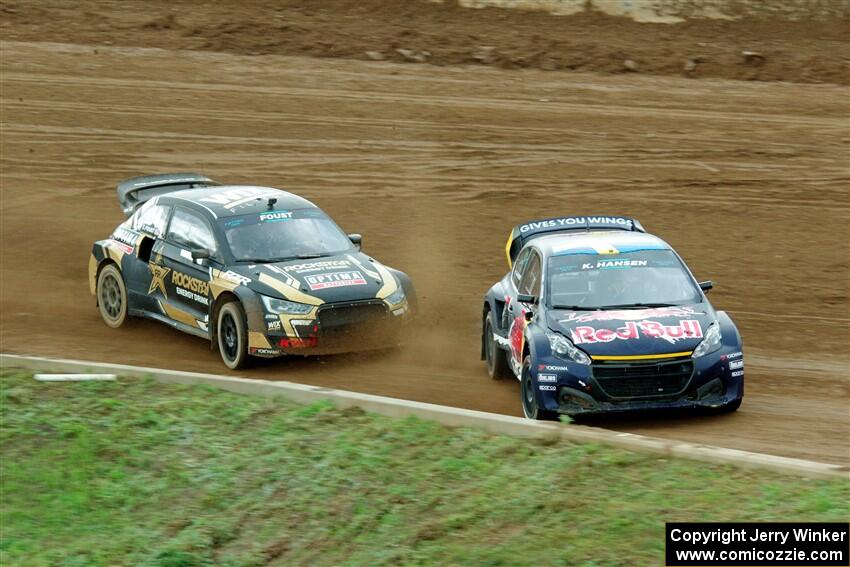 Kevin Hansen's Peugeot 208 and Tanner Foust's Audi S1