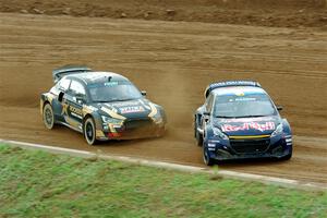 Kevin Hansen's Peugeot 208 and Tanner Foust's Audi S1