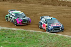 Timmy Hansen's Peugeot 208 and Oliver Bennett's MINI Cooper