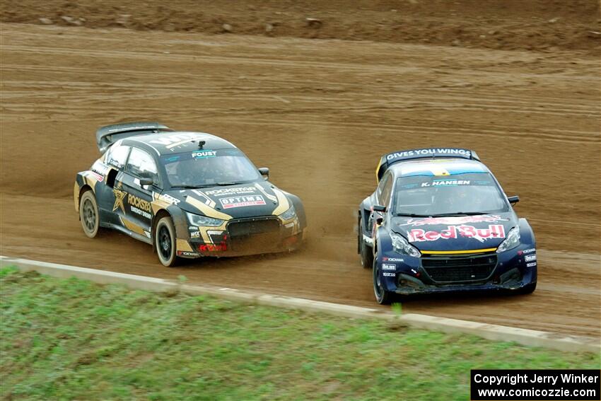 Kevin Hansen's Peugeot 208 and Tanner Foust's Audi S1