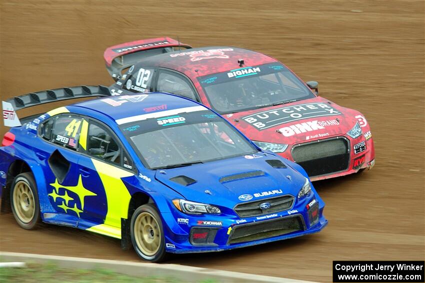 Scott Speed's Subaru WRX STi and Cabot Bigham's Audi S1