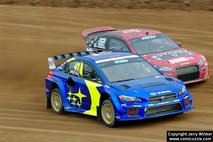 Scott Speed's Subaru WRX STi and Cabot Bigham's Audi S1